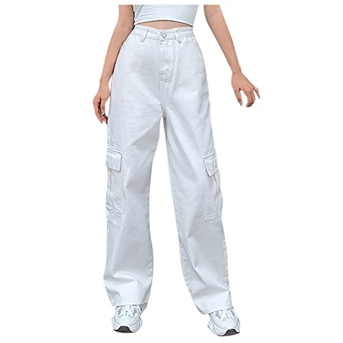 Baggy Jeans y2k Damen: Boyfriend, Jeanshosen Mit Tasche-Weites Bein-Harajuku Streetwear Hose-Aesthetic Jeans-High...